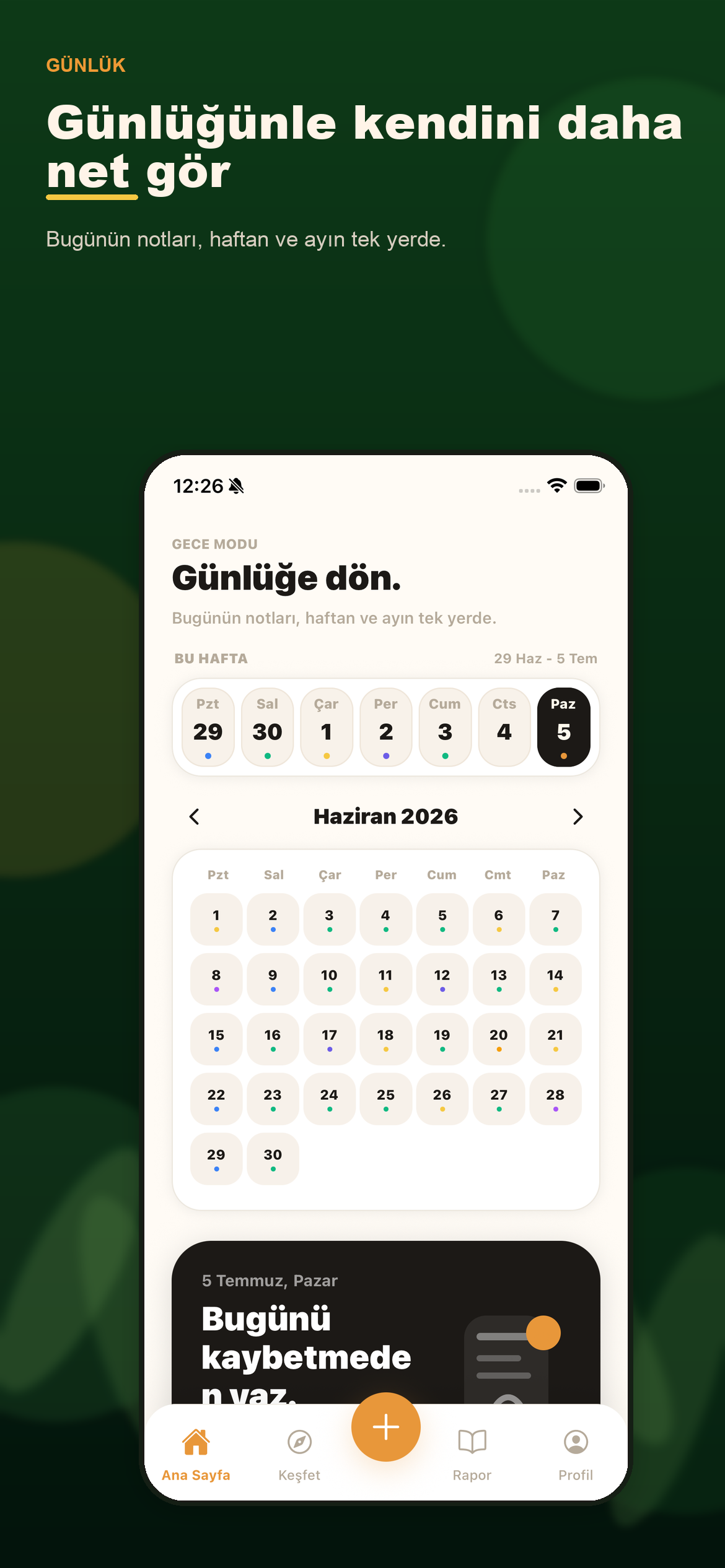 Günlüğe Dök giriş ekranı